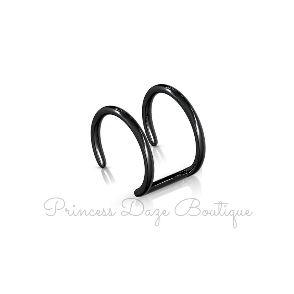 Black Clip On Ear Cuff / Fake Cartilage Non Piercing‎ Earring